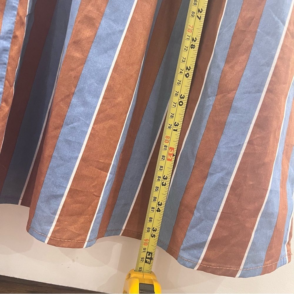 Hudson Gray Brown and Blue Striped Dress with Ruffles Medium - Picture 9 of 10